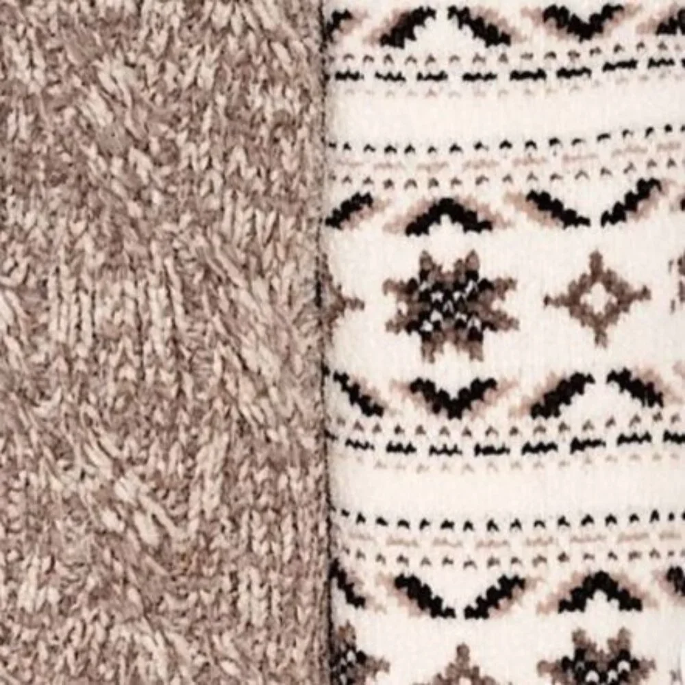 MUK LUKS Women's 2 Pack Lined Socks Faux Fur SIZE 5-7 Creme Tan NEW